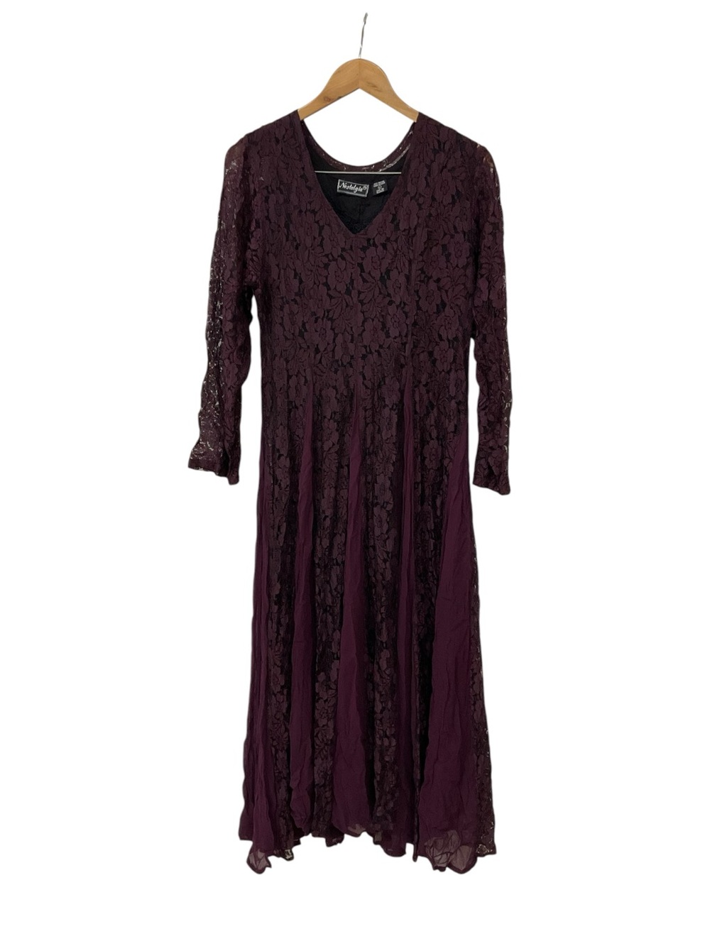 Vintage 90s Nostalgia Dress Large Purple Lace Floral Y2K Grunge Goth Whimsical